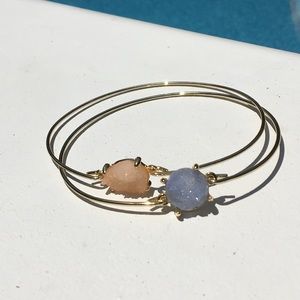 Twin🌸🛍 Gold Bangle Bracelet w/Druzy Gemstone